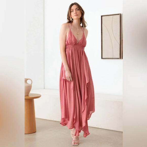 NWT-Tassel Fringe Strap Cutout Maxi Dress w/Pockets - Picture 4 of 14